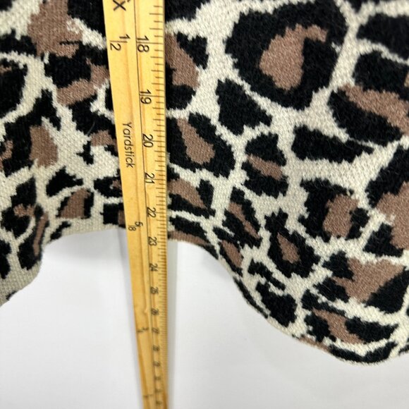 Line & Dot Leopard Sweater Women L Mock Neck Balloon Sleeve Animal Print Chic - Picture 3 of 7